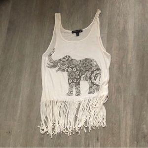 Boho elephant fringe tank